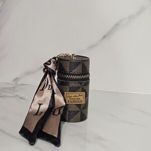 Designer Checkered Key Holder with Scarf Accent